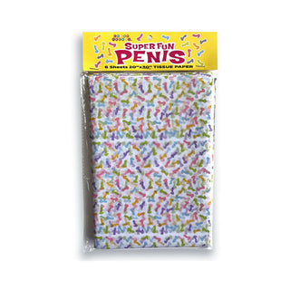 Colorful Super Fun Penis Tissue Paper by LITTLE GENIE, gift accessory with playful printed design for celebrations or party décor.