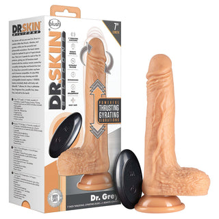 Dr. Skin Silicone Dr. Grey Thrusting Dildo-Vanilla 7" - The Essence of Desire