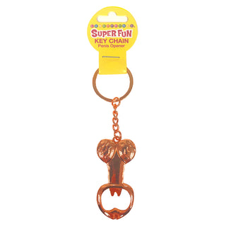 LITTLE GENIE Super Fun Penis Bottle Opener Key Chain, novelty keychain with humorous penis design on a metal key ring.