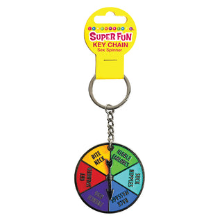 LITTLE GENIE Super Fun Key Chain Sex Spinner novelty accessory with colorful spinning disc attached to a key chain.