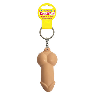 Colorful novelty squishy key chain shaped like a playful penis from LITTLE GENIE, designed for fun and stress relief.