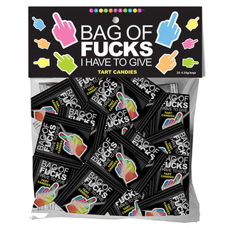 LITTLE GENIE Bag of Fucks I Have To Give Candy bag with 25 humorous candy pieces in colorful packaging
