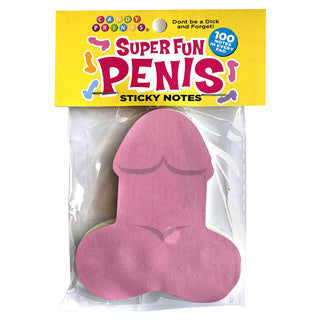 Colorful novelty Super Fun Penis Sticky Notes by LITTLE GENIE, featuring playful penis-shaped paper notes on a clean background.