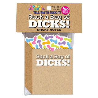 LITTLE GENIE Suck A Bag of Dicks sticky notes gift accessory with humorous design and colorful paper notes.