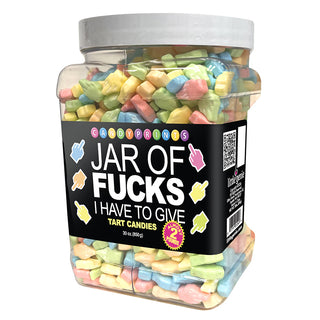 LITTLE GENIE Jar of Fucks I Have to Give candy in a 2LB jar, colorful and humorous treat with playful packaging.