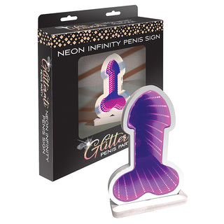 Colorful Glitterati Infinity Penis LED light by CANDYPRINTS, a novelty decorative LED sculpture with vibrant, glowing infinity design.