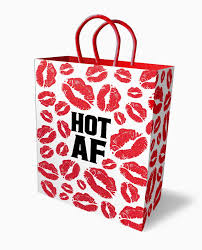 LITTLE GENIE Hot AF gift bag with bold black and red design, perfect for party favors or gift wrapping.