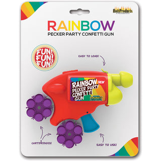 Colorful Rainbow Pecker Confetti Gun by Hott Products, a novelty party toy with vibrant confetti and playful design.