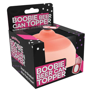 Hott Products Boobie Beer Can Topper novelty accessory featuring a playful, breast-shaped design for fun beer drinking.