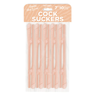 Vanilla Cock Suckers Pecker Straws by Hott Products, novelty plastic straws with humorous penis design, perfect for fun parties.