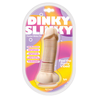 Hott Products Dinky Slinky Pecker spring toy with suction cup, novelty prank item, flexible and colorful fun gag accessory.