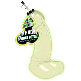 Glow-in-the-dark Dicky Chug Sports Bottle by Hott Products, featuring a novelty design, shown with the bottle's colorful exterior and cap.