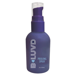 LITTLE GENIE B-LUVD Prolong Spray enhancer in a 2oz bottle, designed to enhance intimacy and prolong effects.