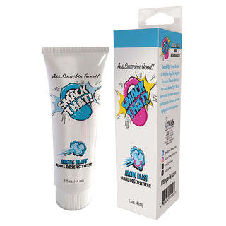 LITTLE GENIE Smack That Anal Desensitizer lubricant bottle with Arctic Blast cooling formula for anal comfort.