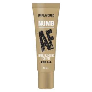 LITTLE GENIE Numb AF Anal Numbing Cream in a 10ml unflavored tube, designed for lubricants and anal comfort.