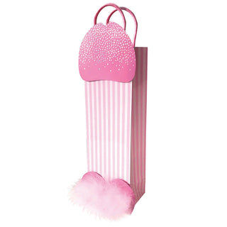 Sparkling 3D novelty gift bag shaped like a penis from LITTLE GENIE, featuring shiny, colorful design for humorous gift presentation.