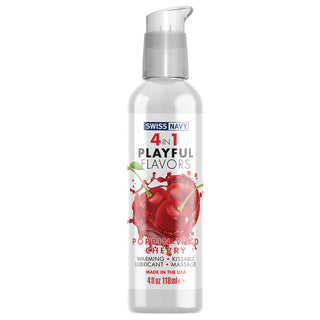 Swiss Navy 4 In 1 Playful Flavors-Poppin Wild Cherry 4oz - The Essence of Desire