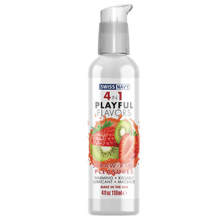 Swiss Navy 4 In 1 Playful Flavors-Strawberry/Kiwi Pleasure 4oz - The Essence of Desire
