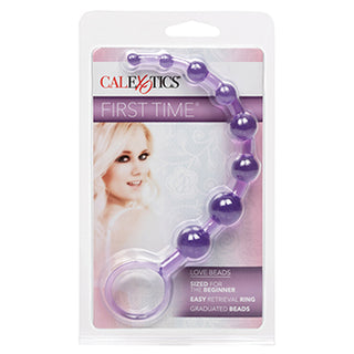 Purple First Time Love Beads anal toy by CAL EXOTICS with multiple smooth beads for comfortable insertion and use.